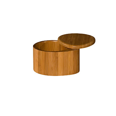 100% Natural Bamboo Single Round Salt Or Spice Box With Lid