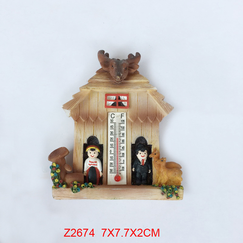 Custom house Shape Thermometer 3D Magnet, Thermometer Is Working, Souvenir