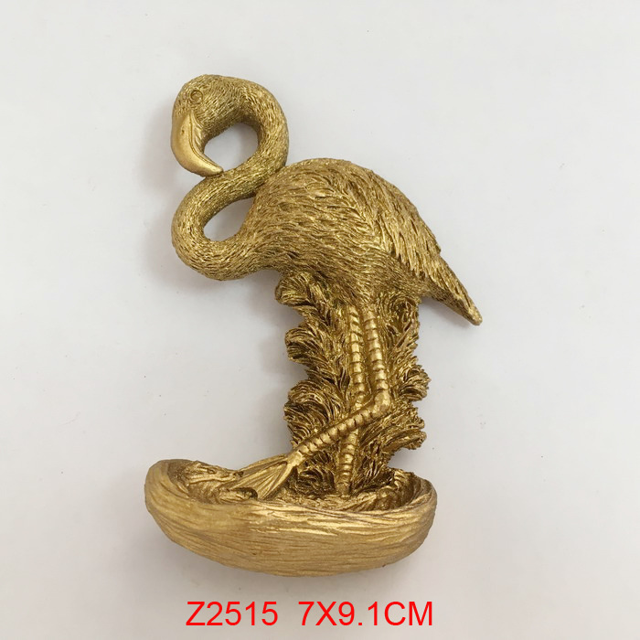 FRIDGE MAGNET TOURIST SOUVENIR FAVORITE RESIN Collect 3D, Gold Flamingo