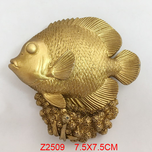 Custom Animal Fridge Magnet, Polyresin Resin Refrigerator Magnet – Sea fish Gold color