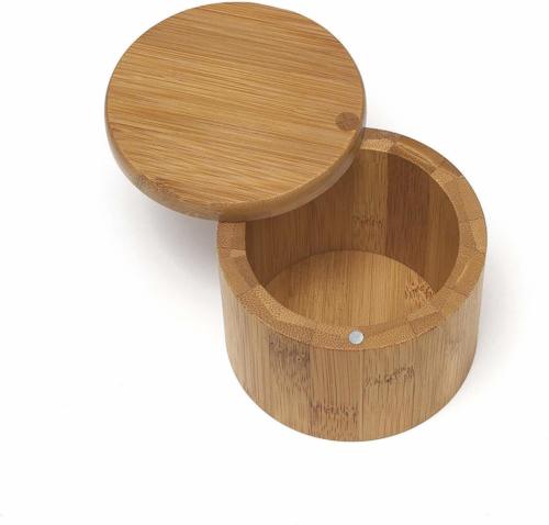 Wooden Wood Bamboo Salt Box with Swivel Top