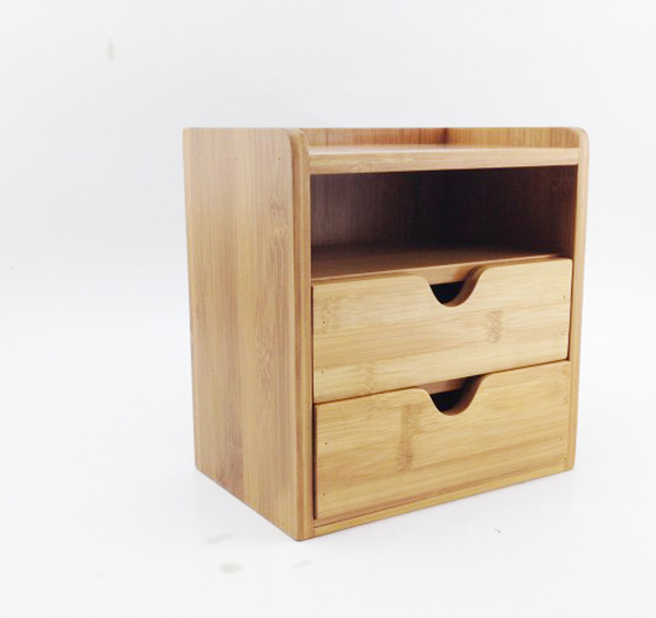 Desk Tidy Stationery Organizer with 3 Drawers Made of Bamboo