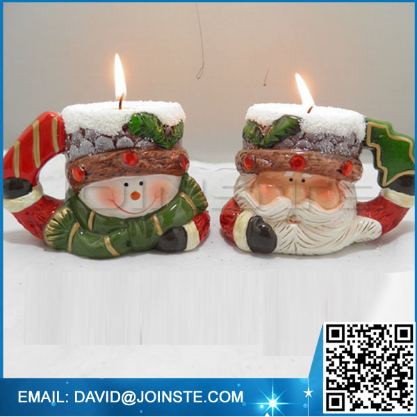 Christmas candle holder set, santa head shape small candle holder