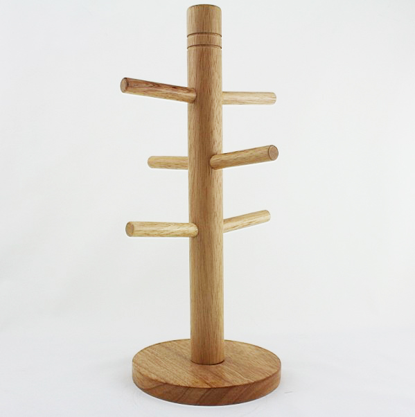 Simple tree cup holder six claw bamboo wooden cup storage rack mug