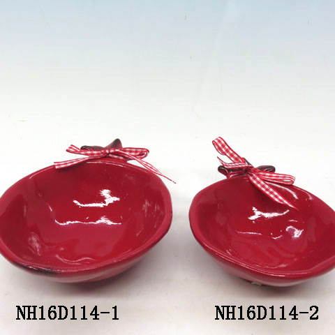 Pomegranate Glazed Ceramic Dip Saucer Sauce Unique Tray Snack Bowl Sugar Dishes Plate x2