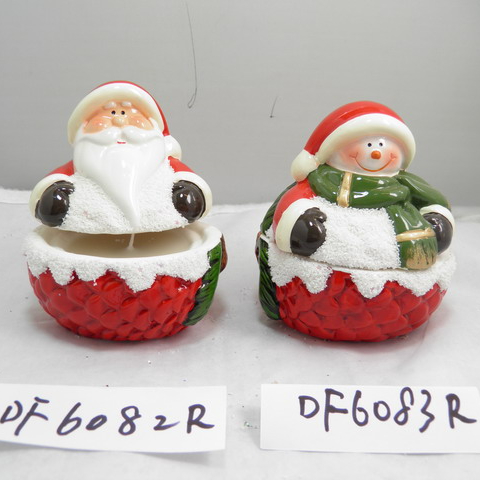 Ceramic christmas couple candle holders ,christmas decorative candle stand