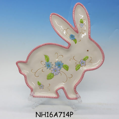 3-D Bunny Rabbit Dessert Plate, Ceramic, Custom accept