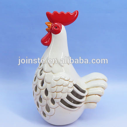 Custom ceramic cock shape home decoration ceramic house decoration pieces