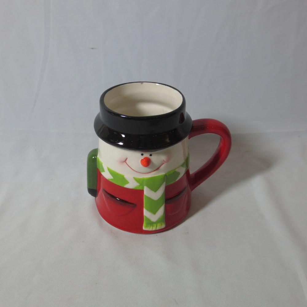 Snowman shape ceramic mug with handle porcelain milk mug cup