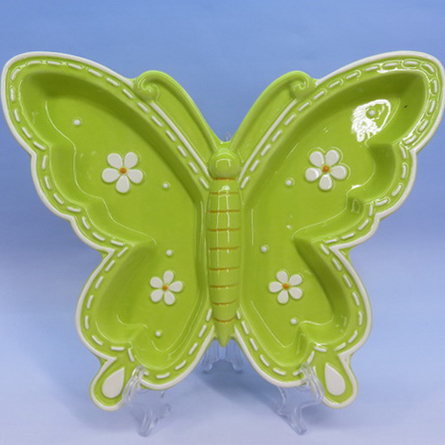 Butterfly Ceramic pizza plate, Custom accept, Porcelain dish