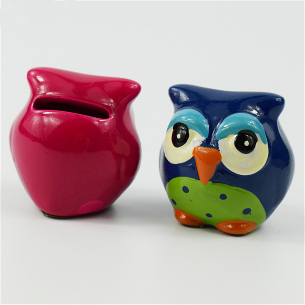 Wholesale ceramic  owl shape piggy bank  hand painted  cute owl shape   coin bank