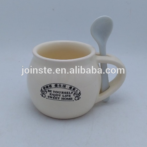 White mini ceramic coffee mug with handle