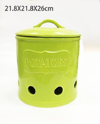 Customized green ceramic cookie and candy jar biscuit jar with lid