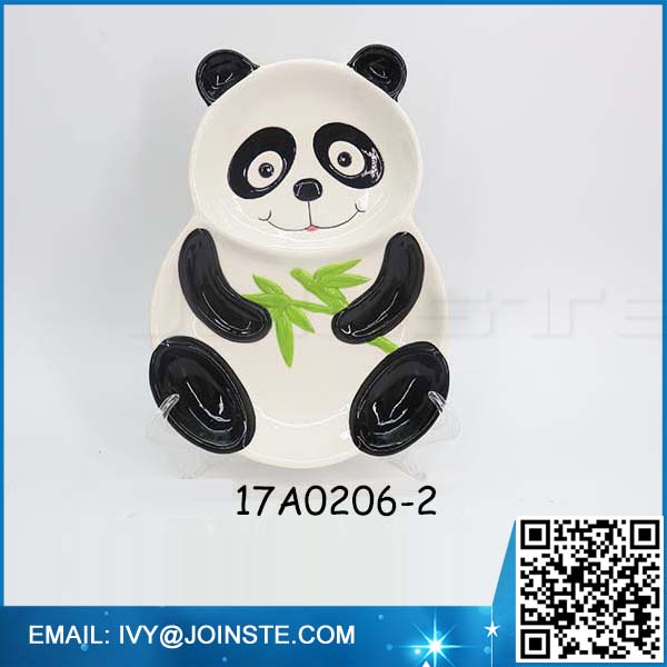 High quality panda shaped plates popular ceramic kids dinner plates food plate