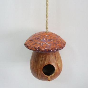 Mushroom Shape Hanging Ceramic Bird House