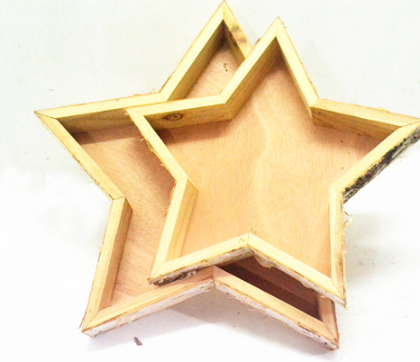 Natural primitive  birch wood star design trays