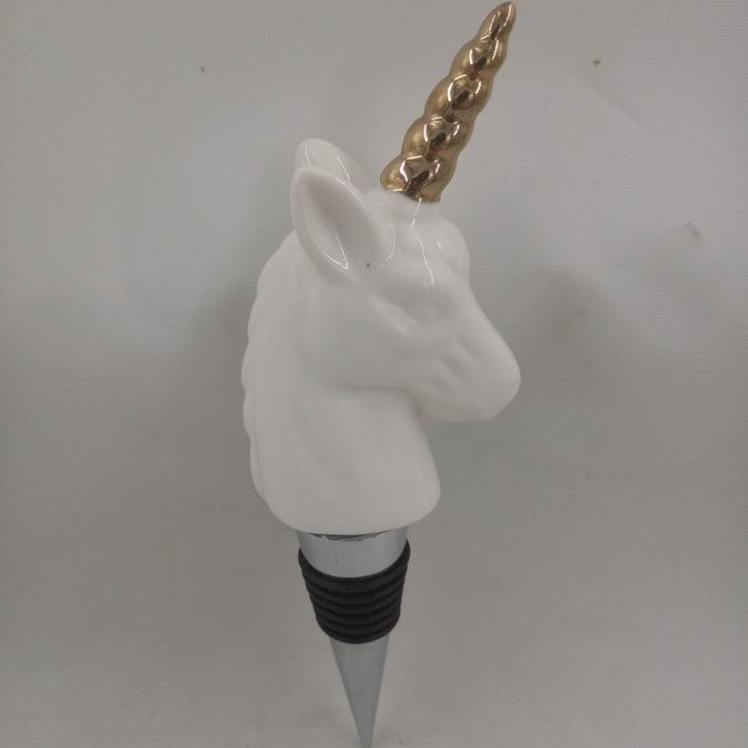 ceramic white unicorn wine stopper , bottler stopper