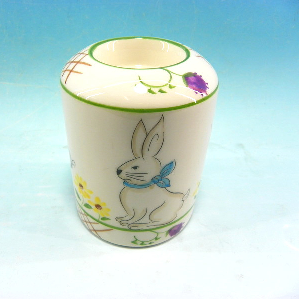 Funny Easter bunny rabbit printed  ceramic tealight candle holder