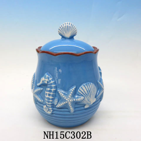 Ceramic Seashell Canister jar, Custom accept