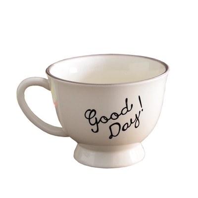 Customized white ceramic mug tea cup with handle  high quality