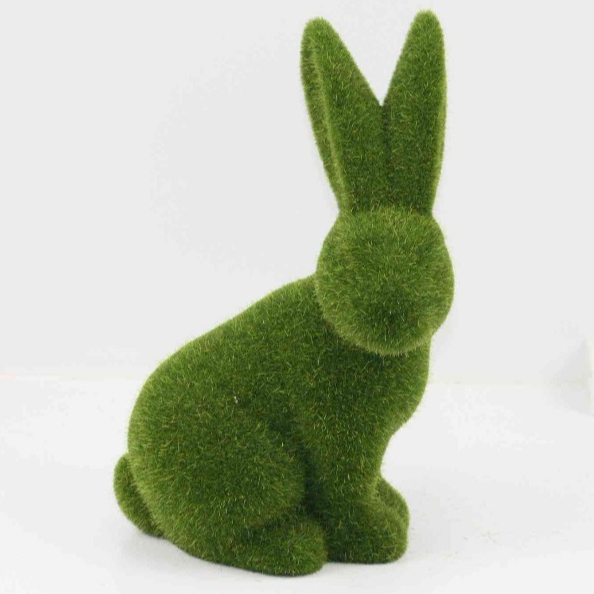 Easter Bunny Statues Furry Flocked Animal Resin Ornaments Rabbit for Home, Party, Office Desk, Garden, and Yard Decor Standing