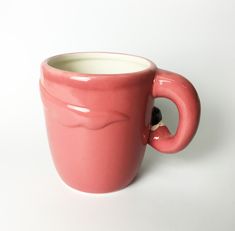 Flamigo Handle shape Ceramic Coffee mugs, Custom animal mug cup, Dolomite