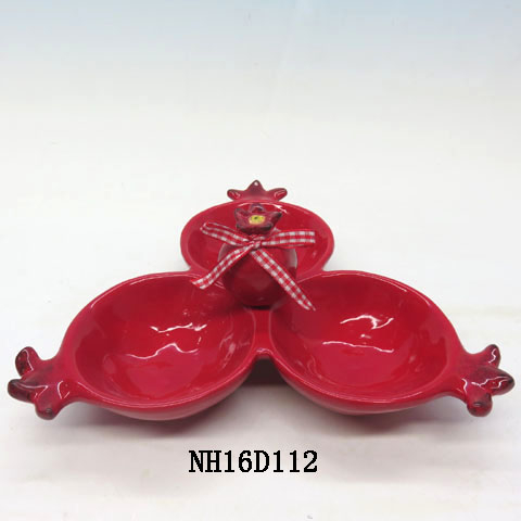 Ceramic 3 Section Platter, Custom pomegranate