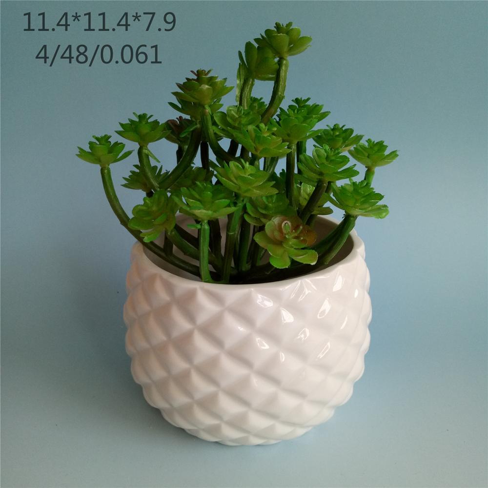 Ceramic glazed  garden decoration  flower pot  white ceramic pineapple succulent pot