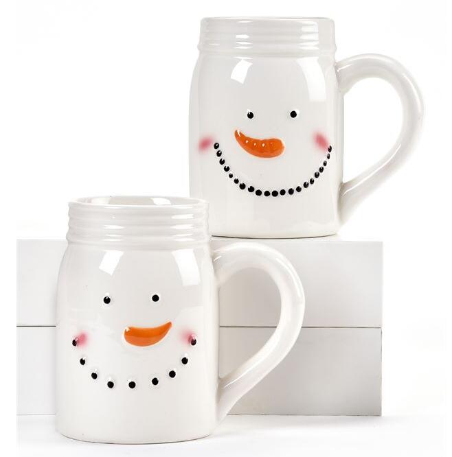 Snowman mason mug ,cute christmas mason mug