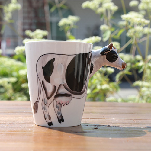 Ceramic cow mug cow handle ceramic mug