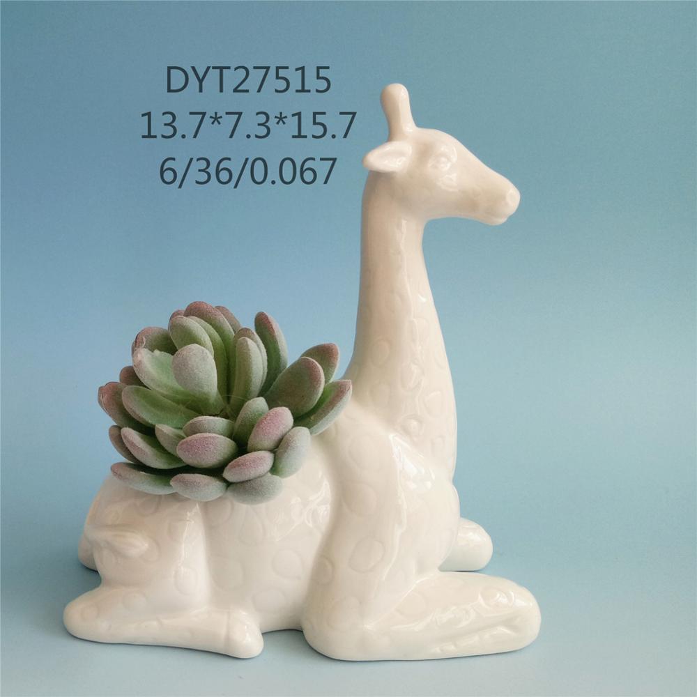 Ceramic  hand made sitting giraffe  flower pot molds  animal decorative  flower pot customized