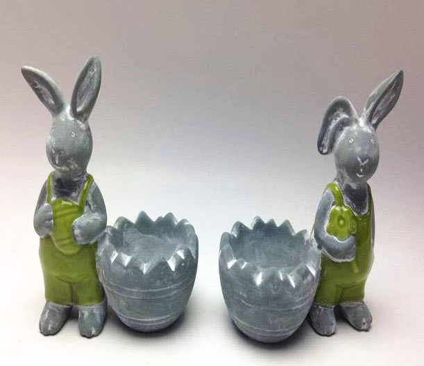 Garden cement bunny decorations garden bunny egg holders