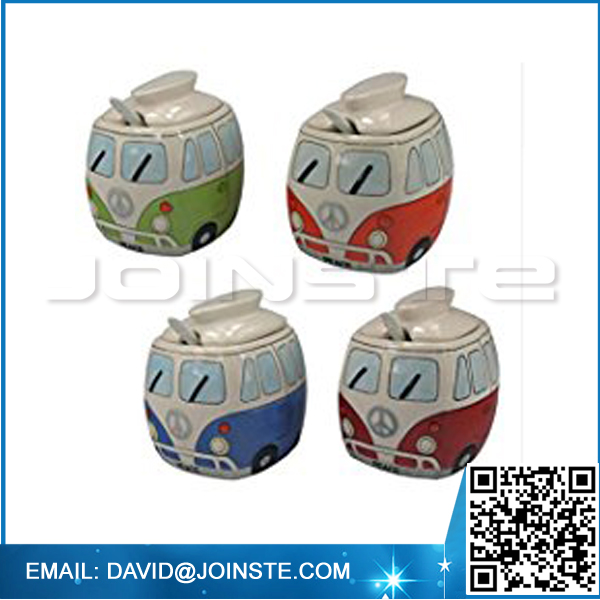 1Piece Ceramic Camper Van Sugar Jar/Bowl With Spoon For Kitchen