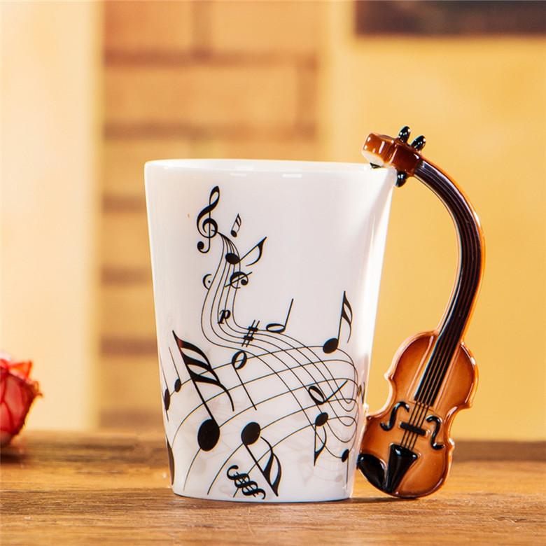 Violin Handle Ceramic Coffee Mug cup, Custom musical instruments Mug