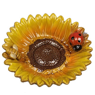 Custom wholesale round 3d sunflower painting ceramic plate