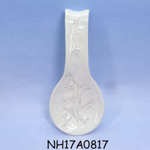 Pigeon shape spoon rest ceramic,white ceramic spoon rest