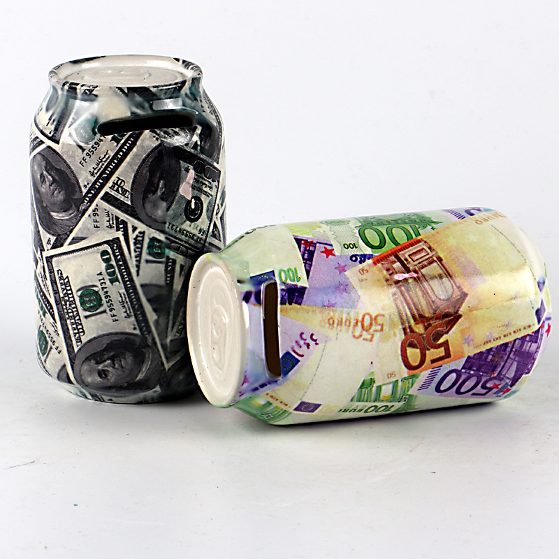 Purple Ceramic Tin Can Shaped Piggy Bank – Money Box- Savings Collection