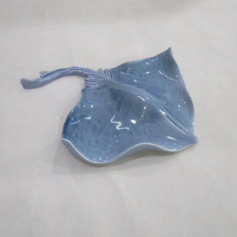 Ceramic Mobula Figurine , Large, Gloss Blue