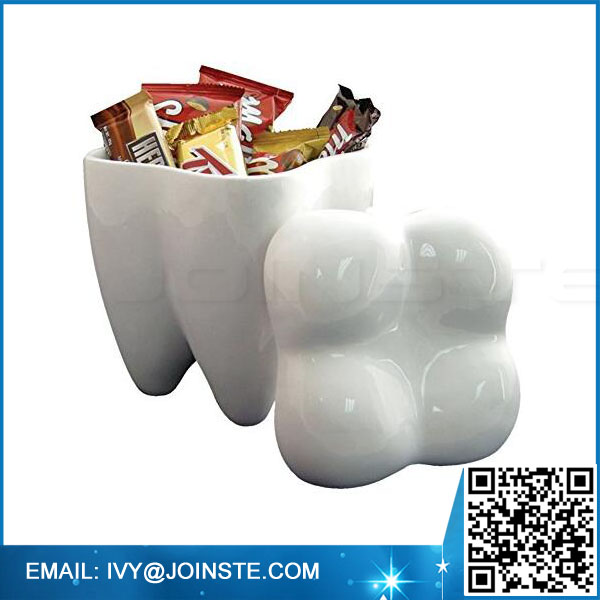 Tooth Ceramic Cookie Jar , customized novelty food storage jar cookie jar