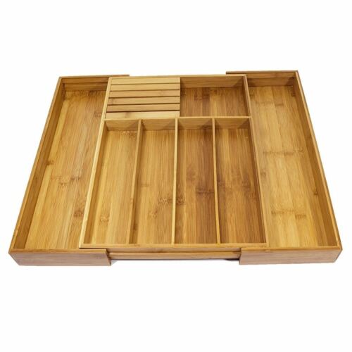 Bamboo kitchen drawer organizer, Expandable bamboo drawer organizer