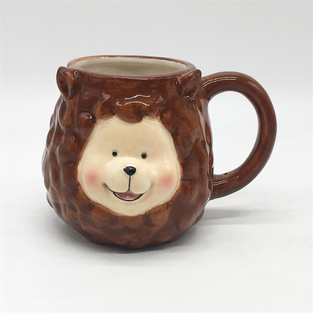 Brown   ceramic animal coffee mugs , hand painted 3d   ceramic  coffee cup   12 oz