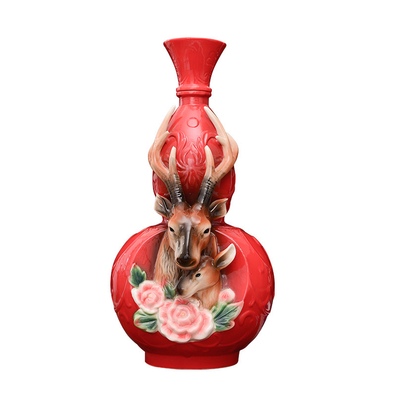 Custom made Ceramic wine bottle, 750ml, Deer Stag head Shape