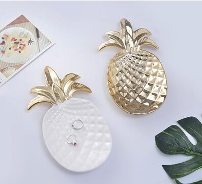 Nordic gold pineapple plate ceramic pineapple jewelry plate