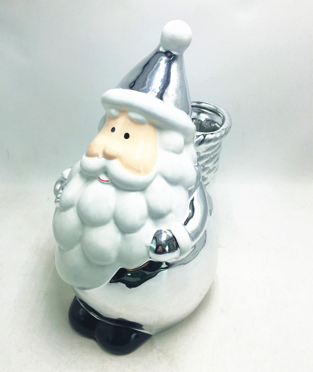 Electroplated silver ceramic santa clause figure decorations