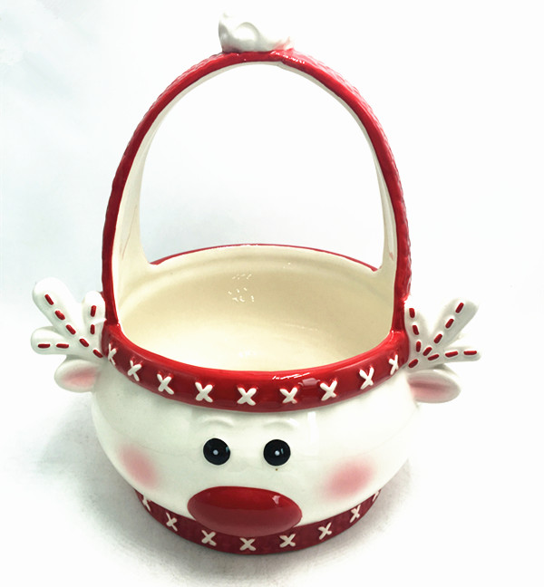 Christmas ceramic pig shaped flower basket christmas gift basket