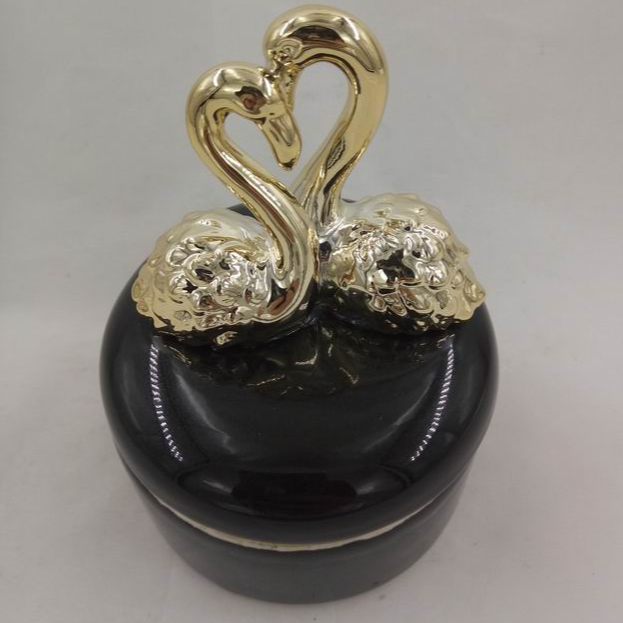 Swan Shape Ceramic Trinket Box, rings /earrings /necklaces /pendants Jewelry Boxes