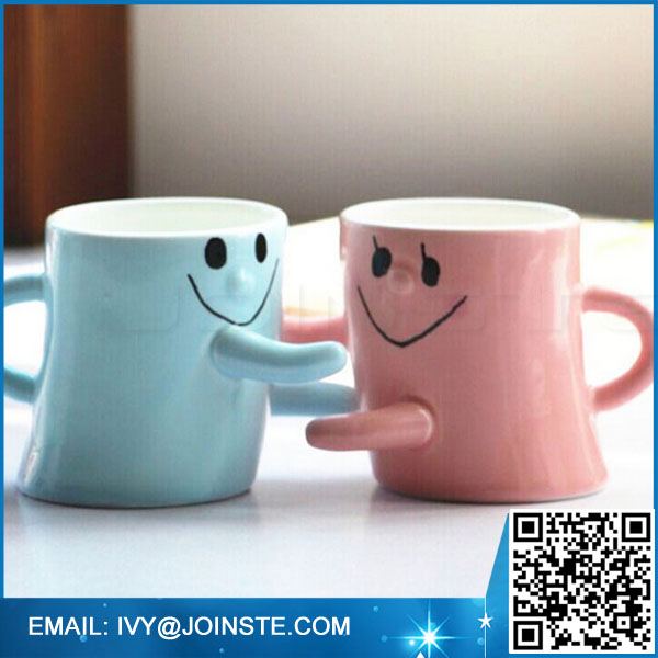 Cute One pair Arrival Fun Lovely Cute White Pottery Ceramic Mug Face Mug Tea Coffee Milk Mugs Smiling couple