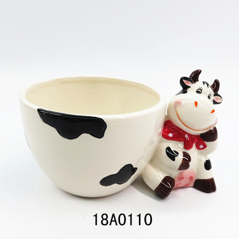 Ceramic table decoration flower pots , cow design indoor planter pot succulent pot