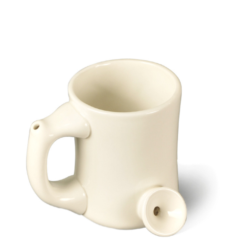 Wholesale  ceramic  coffee mugs  novelty  tobacco pipe shape  white  ceramic mugs