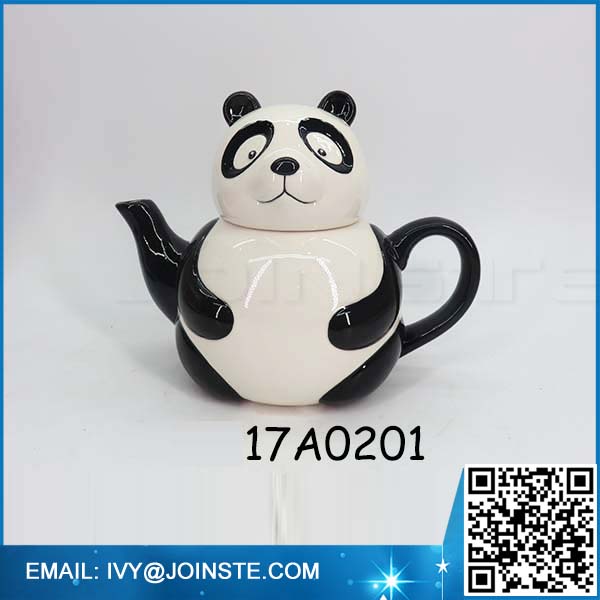 Custom panda shaped ceramic porcelain teapot lovely teapot in high quality